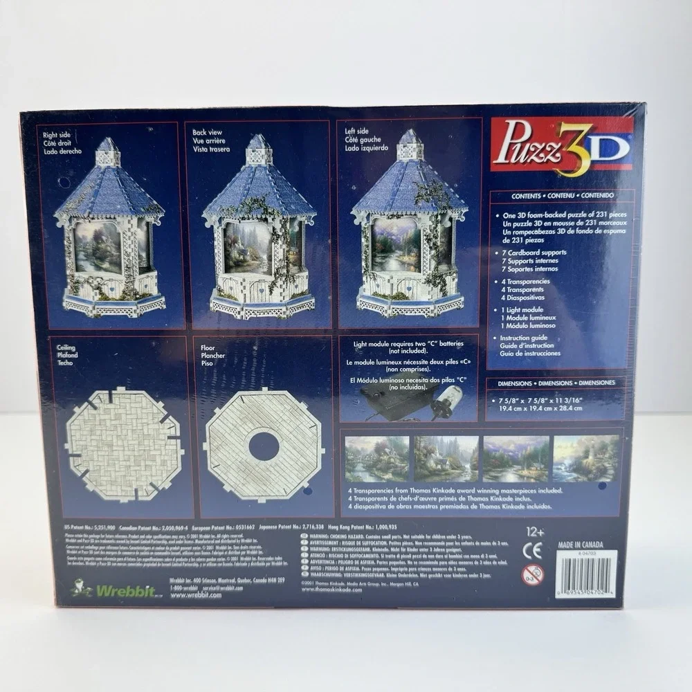 NEW Puzz 3D THOMAS KINKADE Painter of Light The GAZEBO Lights up! Wrebbit 231Pcs